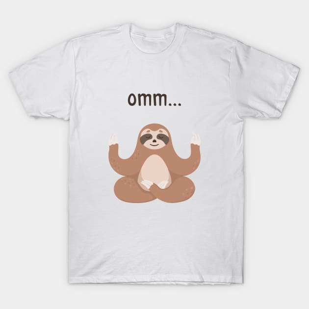 Cute sloth sitting lotus yoga pose. Funny sloth meditate T-Shirt by crocozen